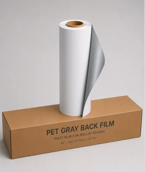 Matte Anti Curl PET Gray Back Film 36″x100′