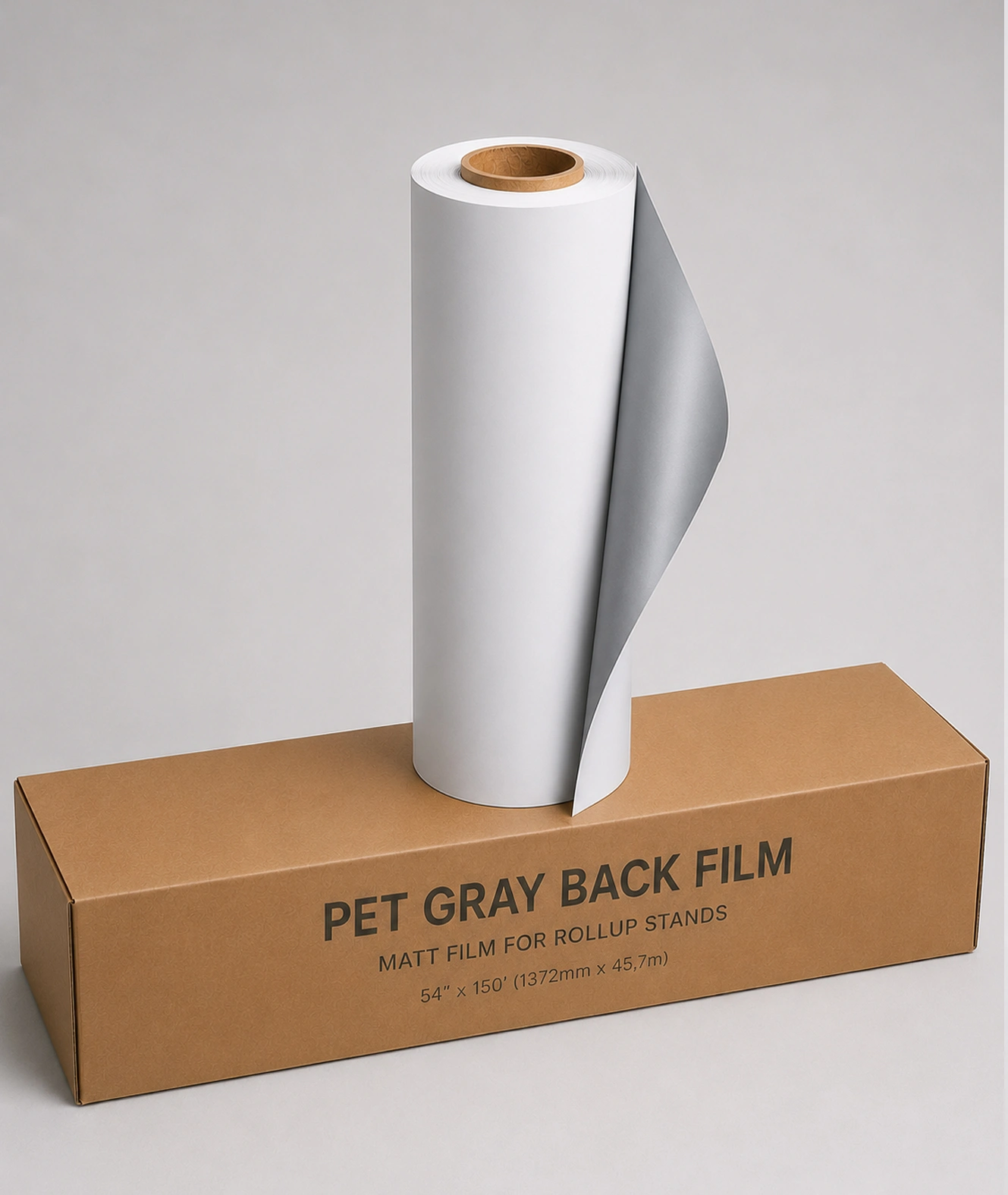 Matte Anti Curl PET Gray Back Film 36″x100′